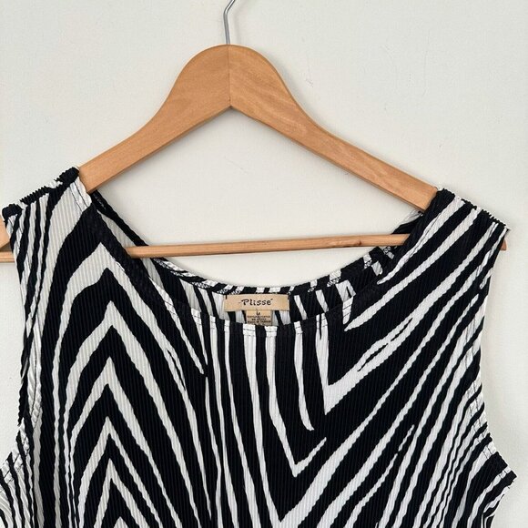 Plisse Medium Boxy Shift Dress Relaxed Fit Crinkle Stretch Accordion VTG 2000s - Picture 3 of 9